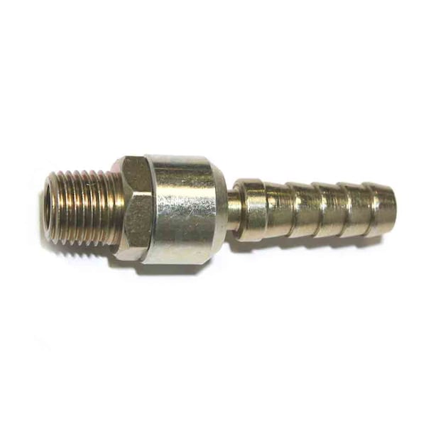 Interstate Pneumatics Steel Hose Barb Ball Swivel Fitting, Connector, 3/8 Inch Swivel Barb X 1/4 Inch NPT Male End FMBS46 - main
